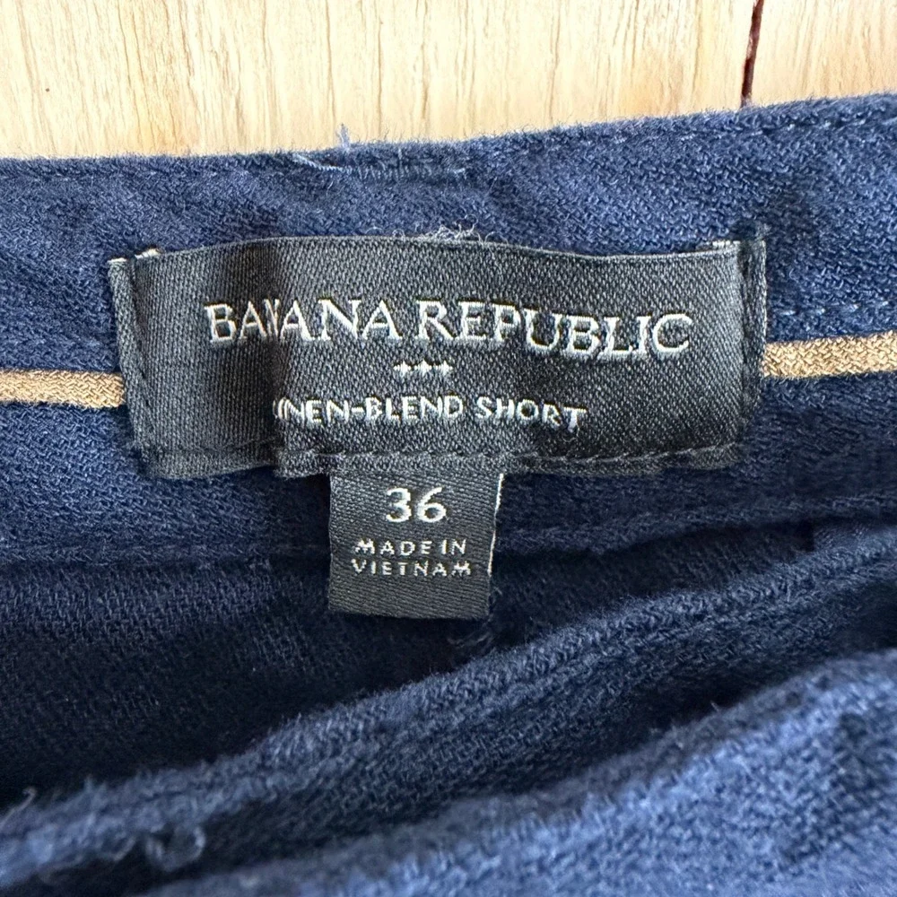 Banana Republic Shorts Mens 36 (Fit 37) Navy 7in Linen Blend Lightweight Coastal